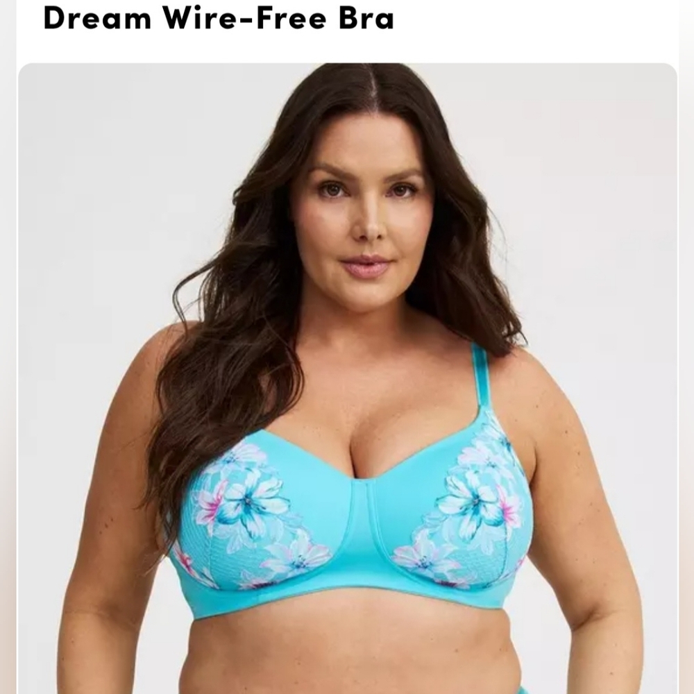 Torrid Floral Wire-Free Bra in Blue and Pink